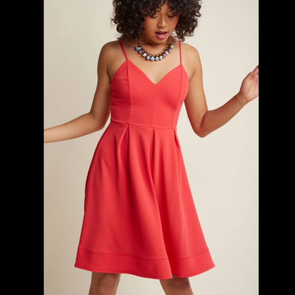 ModCloth Open-Air Flair dress in Coral NWOT